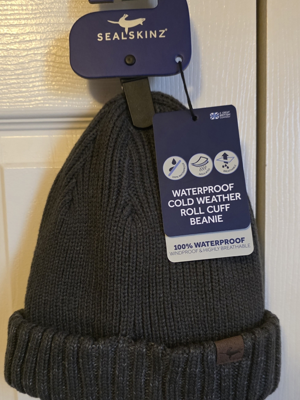 Sealskinz Waterproof Cold Weather Roll Cuff Beanie - Charcoal Gray